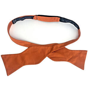 Tommy Hilfiger Bow Tie Silk Solid Orange Repp 2.5" Wide Adjustable